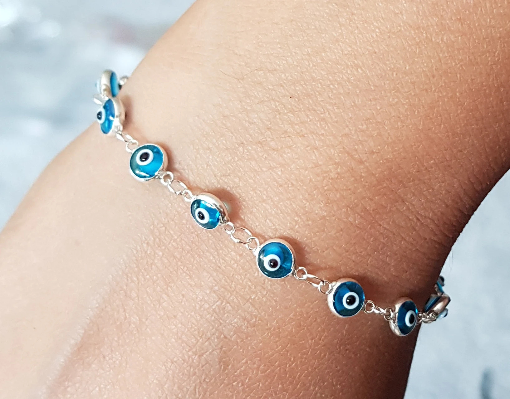 Silver Evil Eye Bracelet